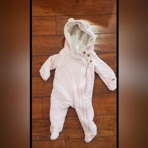 VGUC 6M Carters teddy bear 3d ears Hooded pram winter coat bunting puffer jacket